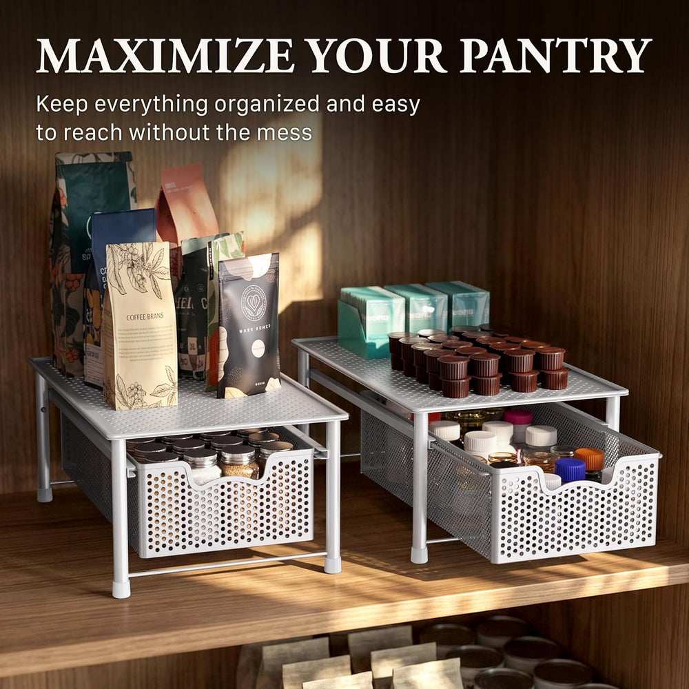 Simple Houseware Stackable Cabinet Basket Drawer Organizer, White