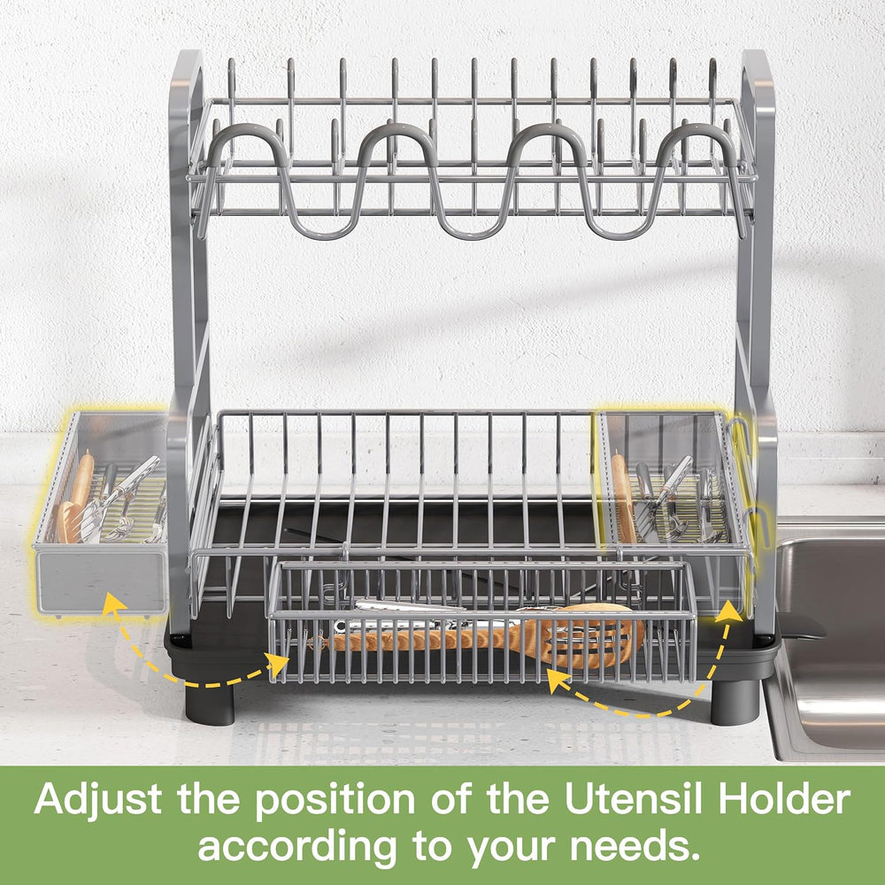 2 Tier Stainless Steel Dish Drying Rack for Kitchen Counter