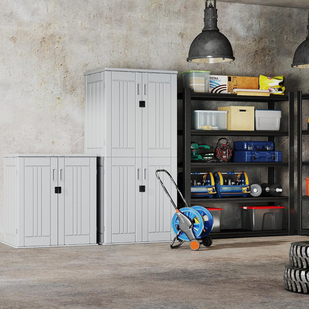 Heavy Duty Tall Storage Cabinet Outdoor Weatherproof, 28 Cuft Garage Storage ...