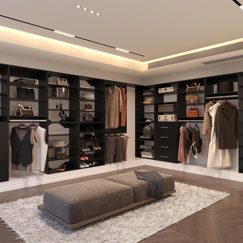 Shoe Shelf Short Tower Closet Unit, Modular Wood Closet System Organizer with...