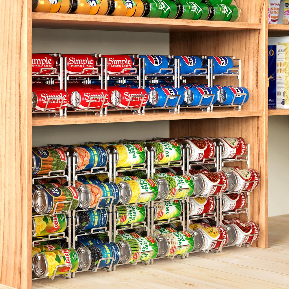 Simple Houseware 4-Pack Soda Can Stackable Rack Dispenser Organizer, Chrome