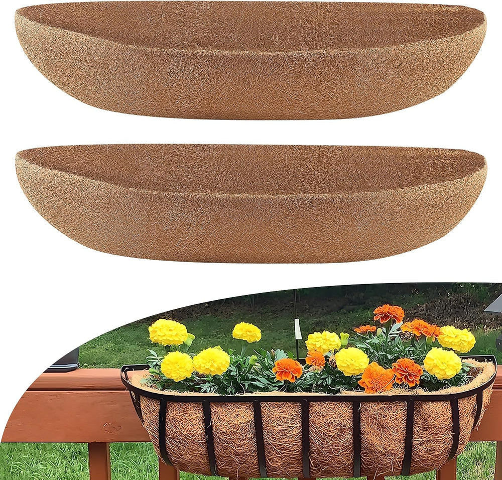 Sinimaka Coco Liners for Planters 48 Inch, 2 Pack Trough Window Box Liners, C...