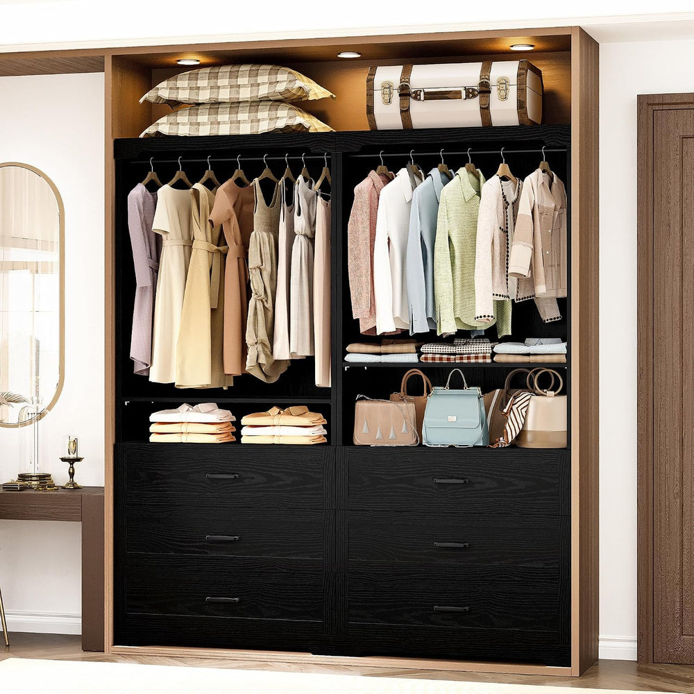 IRONCK Freestanding Closet System with Adjustable Shelves & 3 Drawers