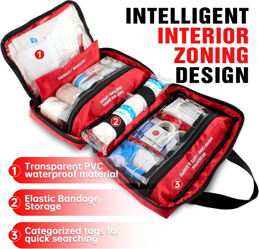Kitgo First Aid Kit with Hospital Grade Medical Supplies, 220pcs Emergency Me...