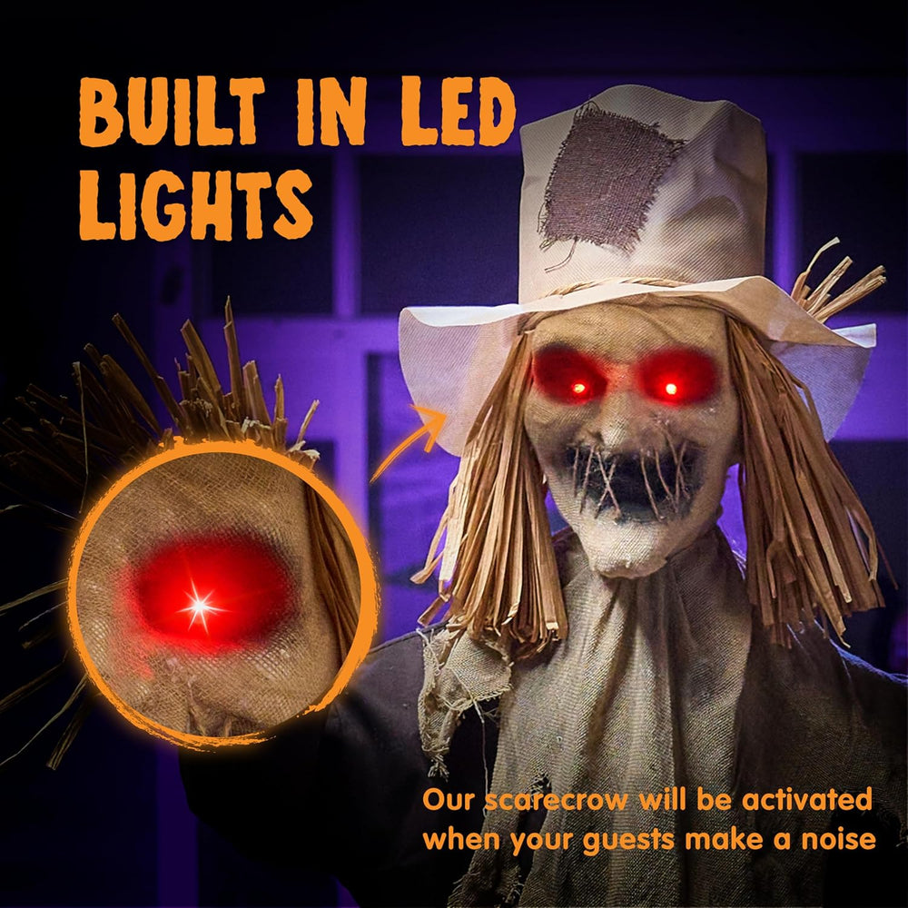 JOYIN Halloween Animatronics Scarecrow Decoration Outdoor, Standing Ghost Pro...