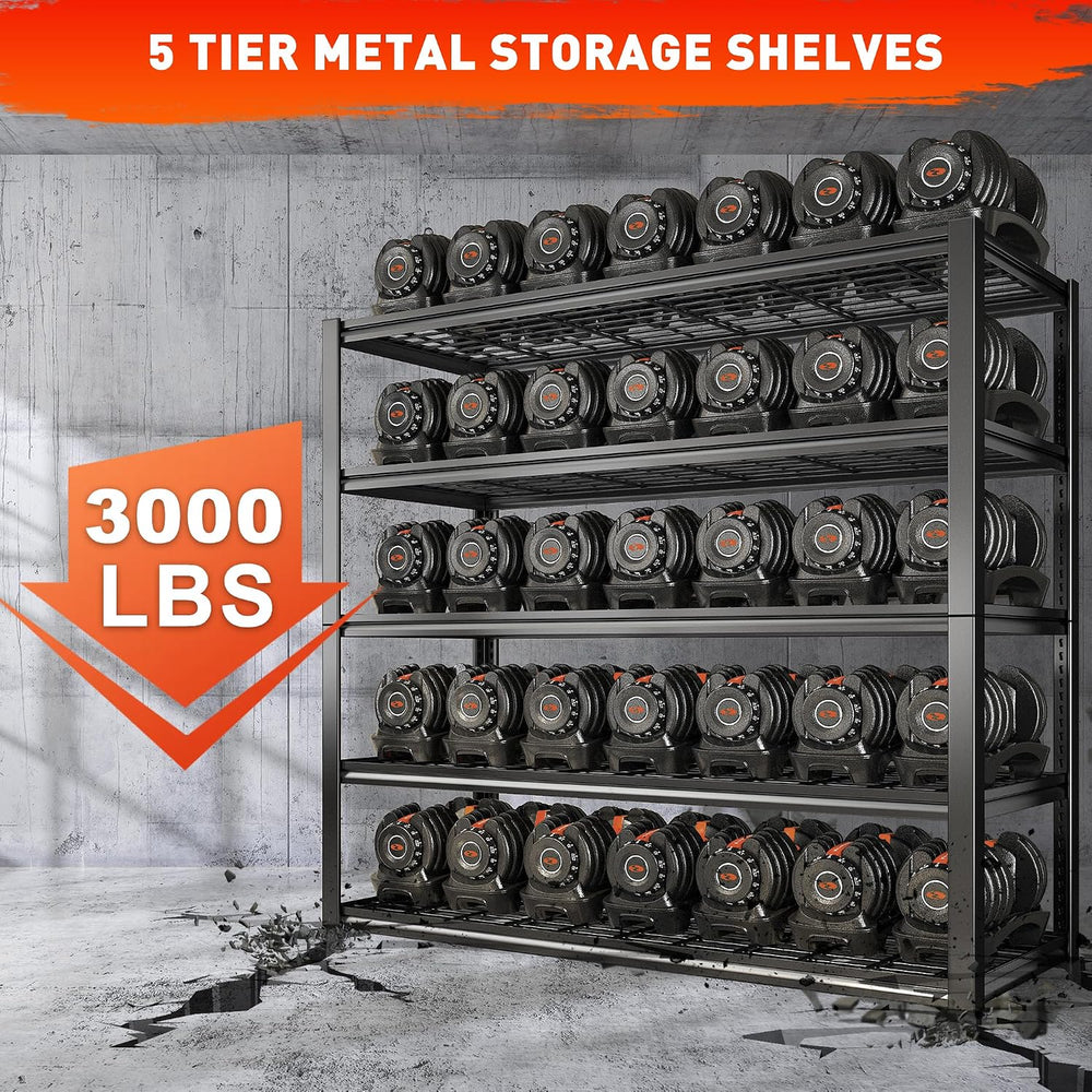 REIBII 48.2''W Garage Shelving Heavy Duty Metal Shelving 3000LBS Stor...