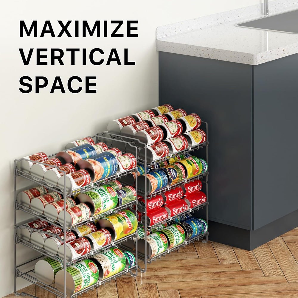 Simple Houseware 2 Tier Stackable Can Rack, Silver, 2 Pack