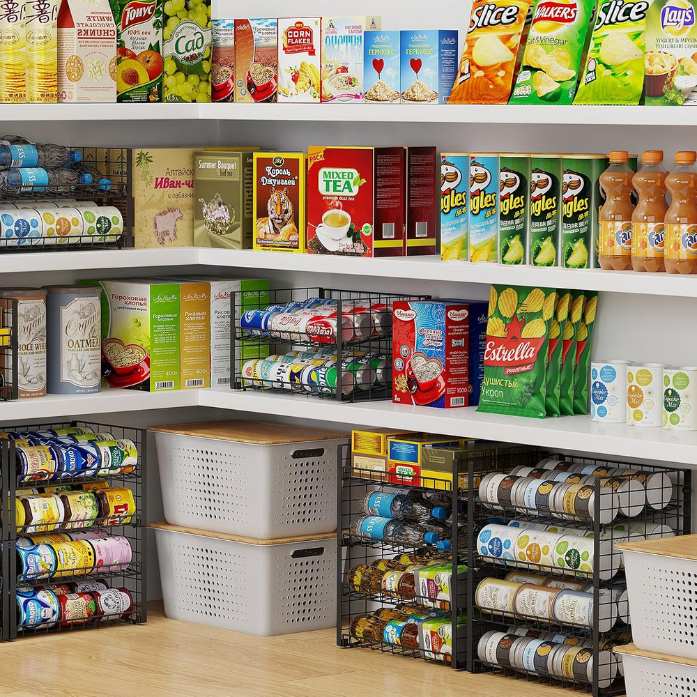 3-Pack Stackable Can Rack Organizer, Adjustable Can Holder for Pantry