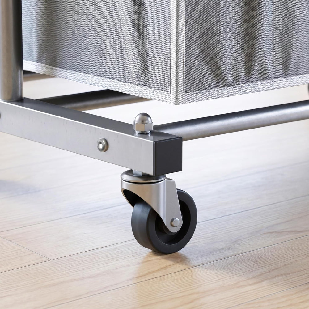Simple Houseware Laundry Sorter Cart with Hanging Rod, Silver