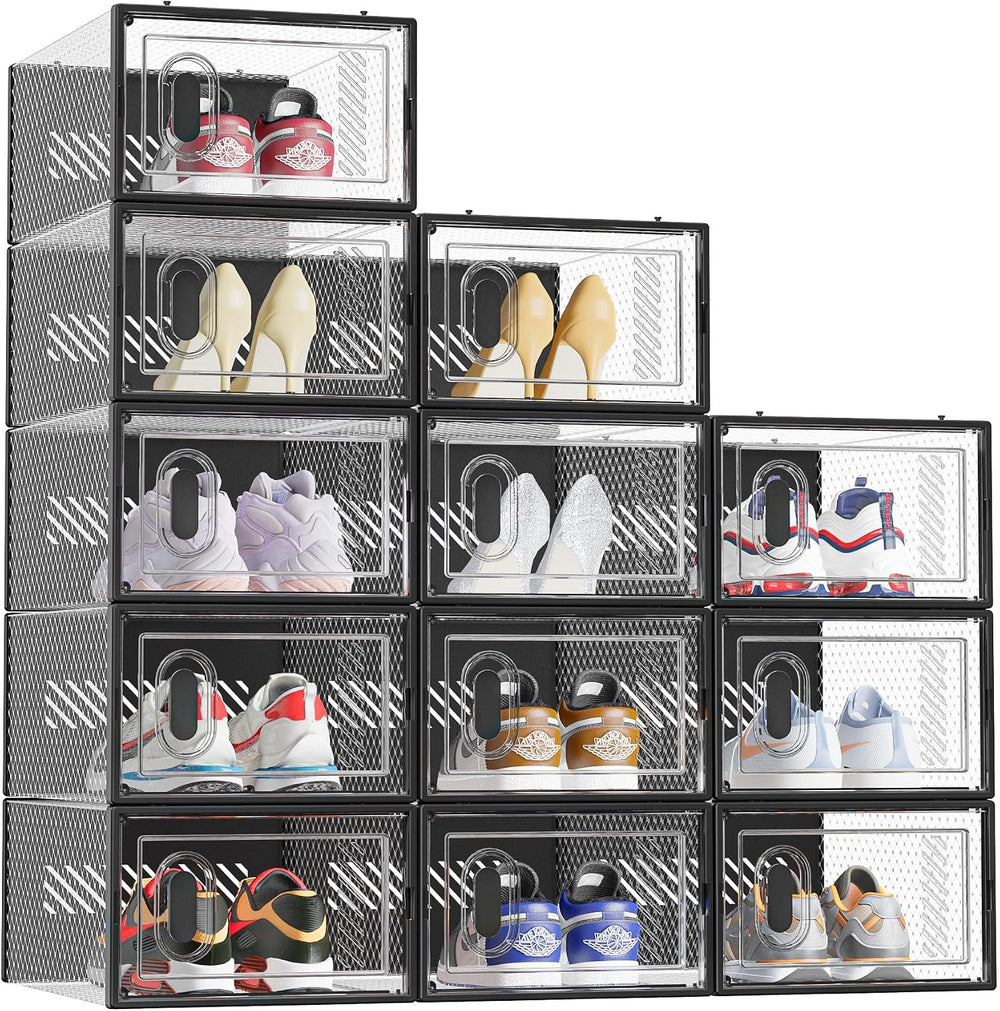SIMPDIY Clear Shoe Storage Boxes, Stackable Shoe Organizer for Closet