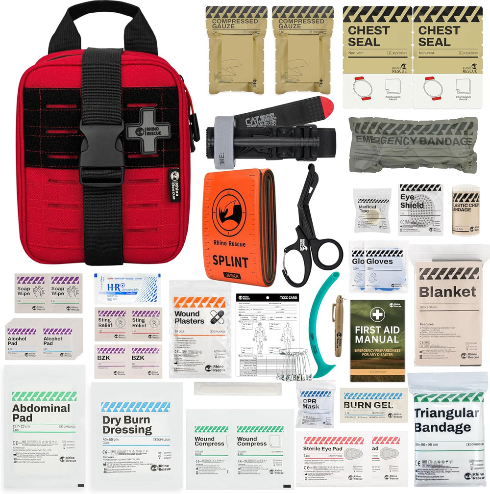 RHINO RESCUE IFAK Trauma Kit Pro with CAT Tourniquet (Red)
