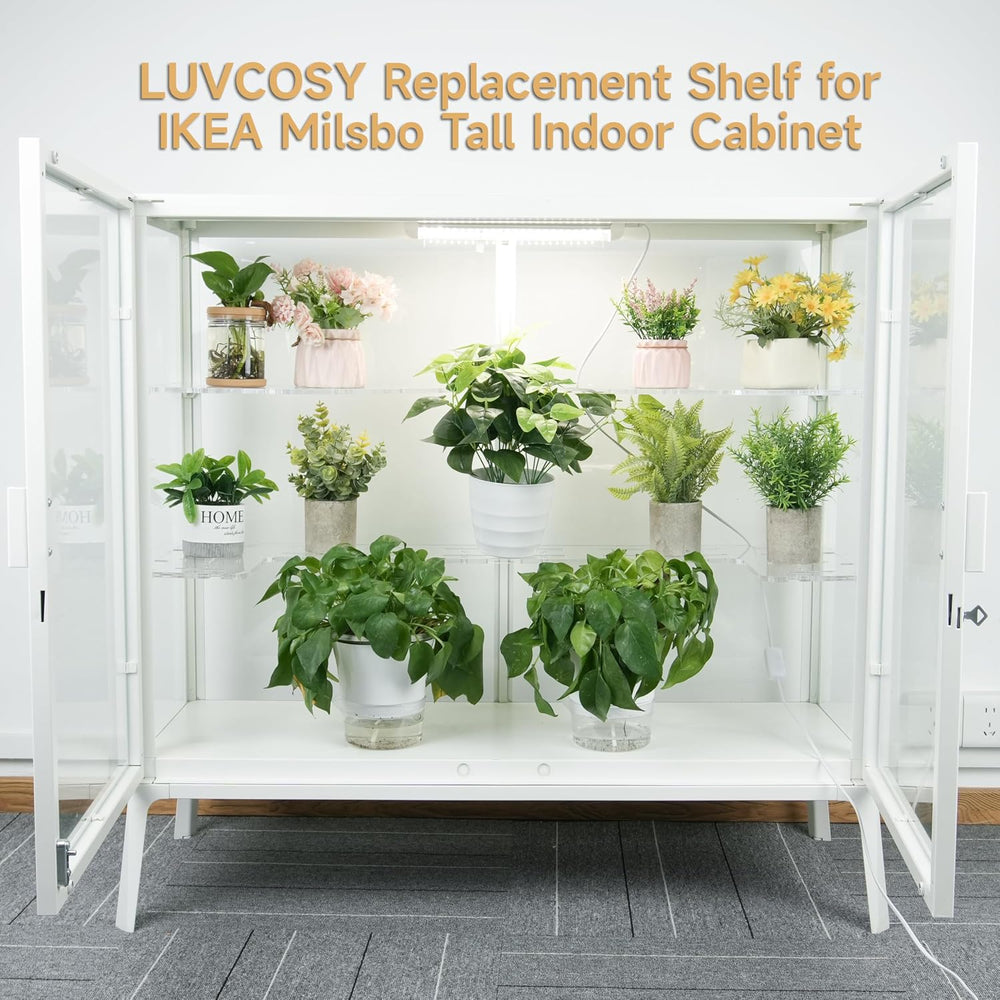LUVCOSY Acrylic Shelves for IKEA Milsbo Wide Greenhouse Cabinet- 8mm Thick, C...