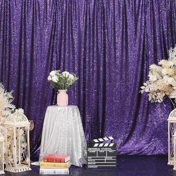 Poise3EHome Purple Sequin Backdrop, 10Ft x 10Ft Glitter Photography Backgroun...