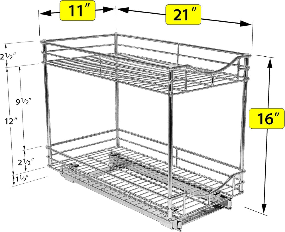 LYNK PROFESSIONAL® Pull Out Cabinet Organizer, 2-Tier Slide Out Drawer
