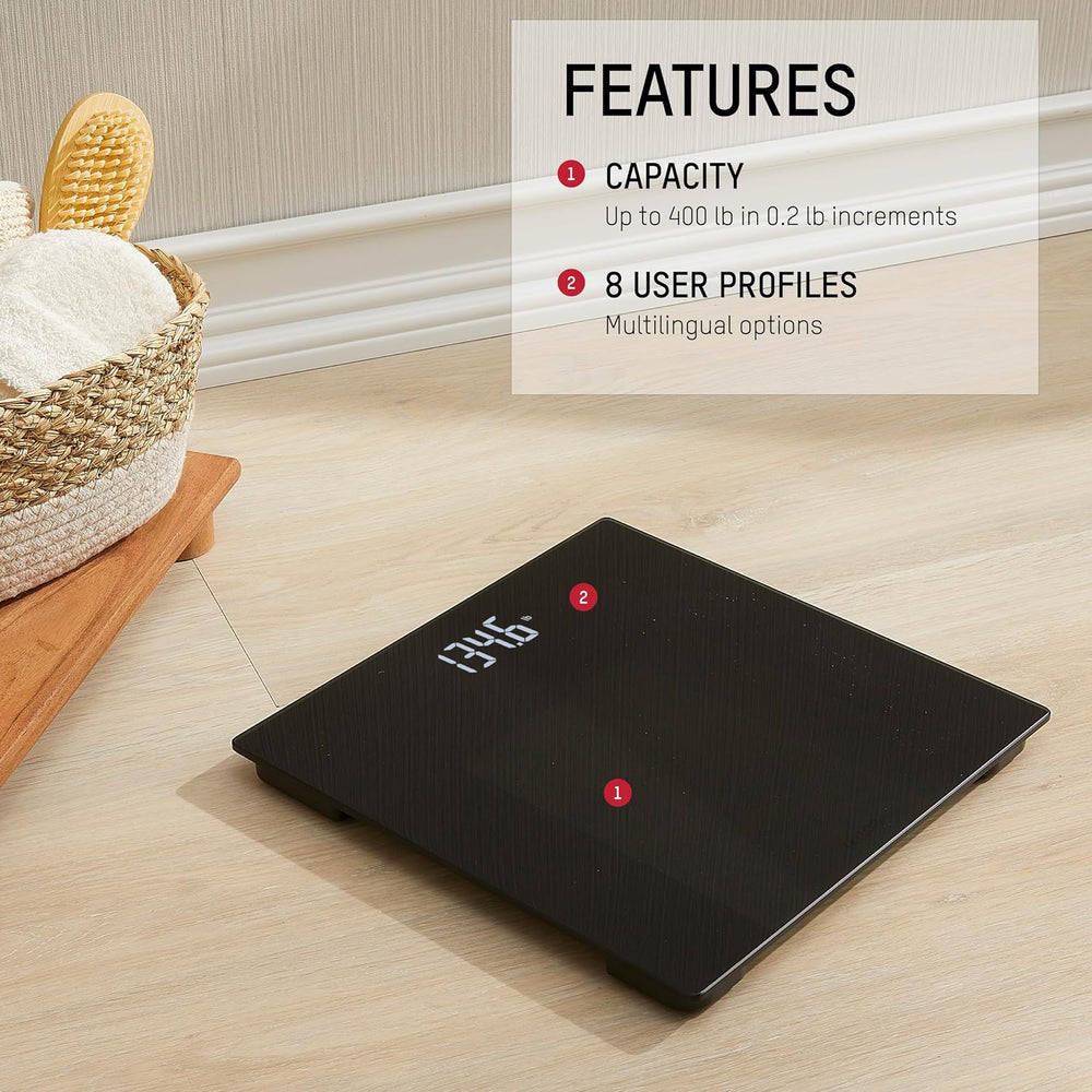 Taylor Digital Smart Scale with Precision Hub App, 400 lb Capacity, Black