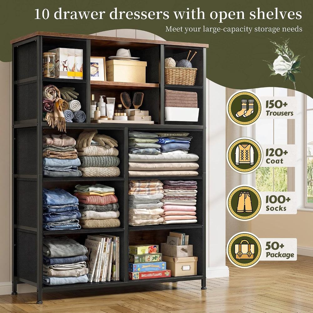 Romorgniz 10-Drawer Dresser for Bedroom, 48"H Organizer Storage for clothes