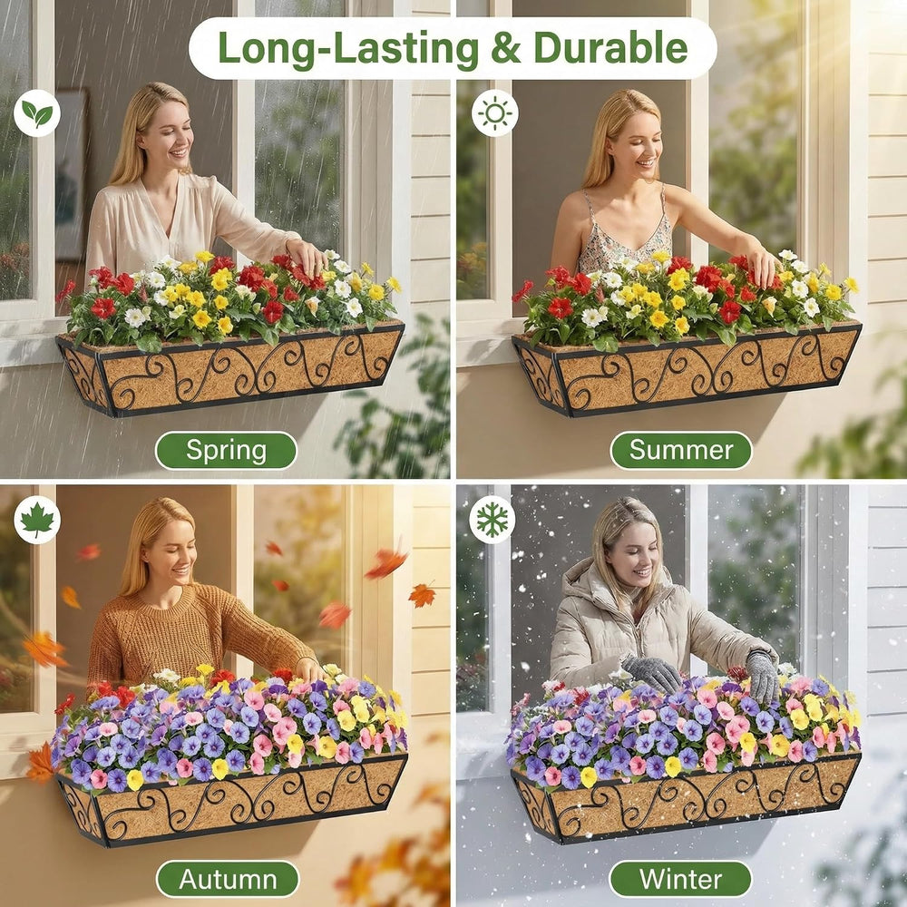 Y&M 30 Inch Butterfly Window Box Planter. Railing Planters for Outdoor Pl...