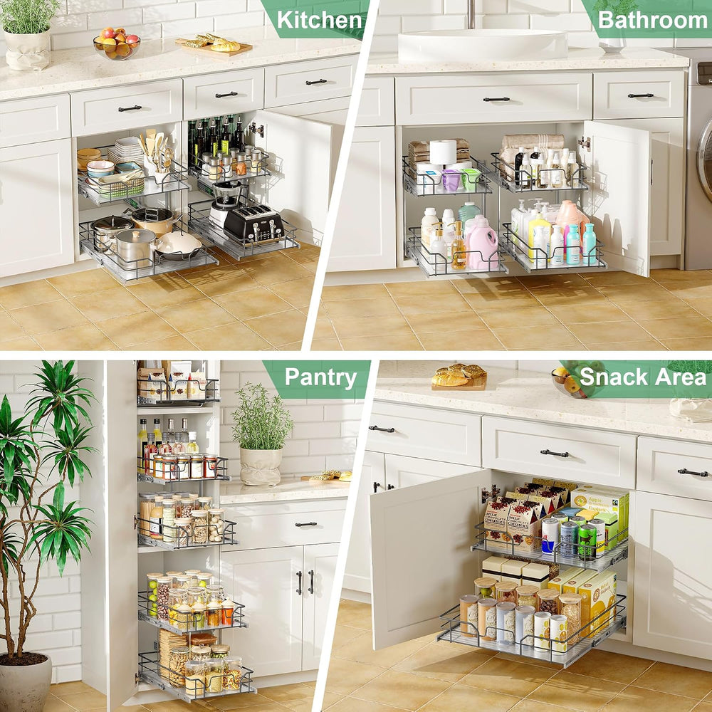 2-Tier Pull Out Cabinet Organizer (17" W x 22" D)