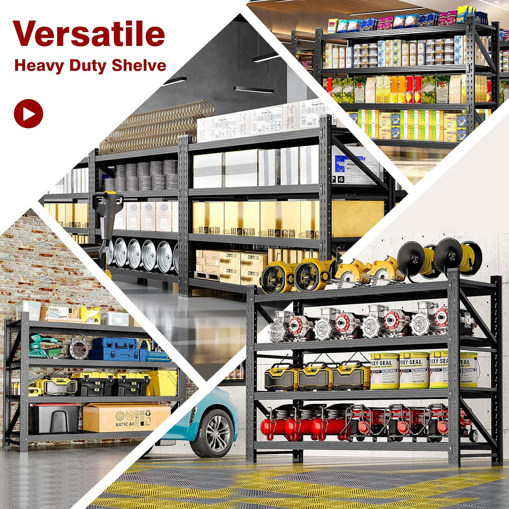 7000LBS Metal Steel Storage Shelves - 78.7" W Black 4 Tier Heavy Duty Ra...