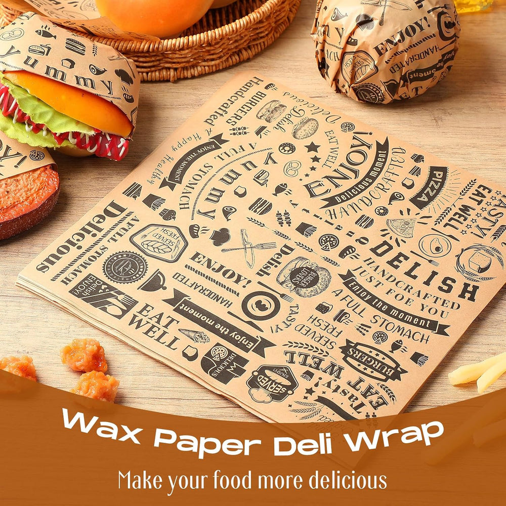 Outus 600 Pcs 10 x 10 Inch Deli Wax Paper Sheets, Brown