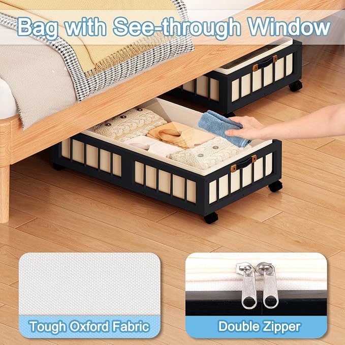 efluky 2-Pack Bamboo Under Bed Storage Containers