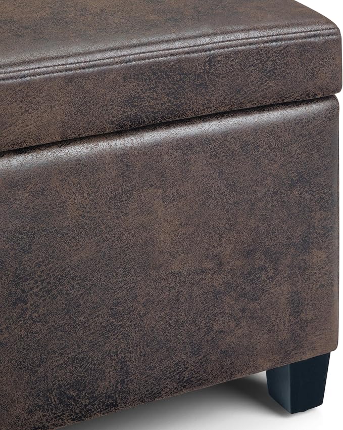 SIMPLIHOME Avalon 48 inch Wide Contemporary Rectangle Storage Ottoman Bench in