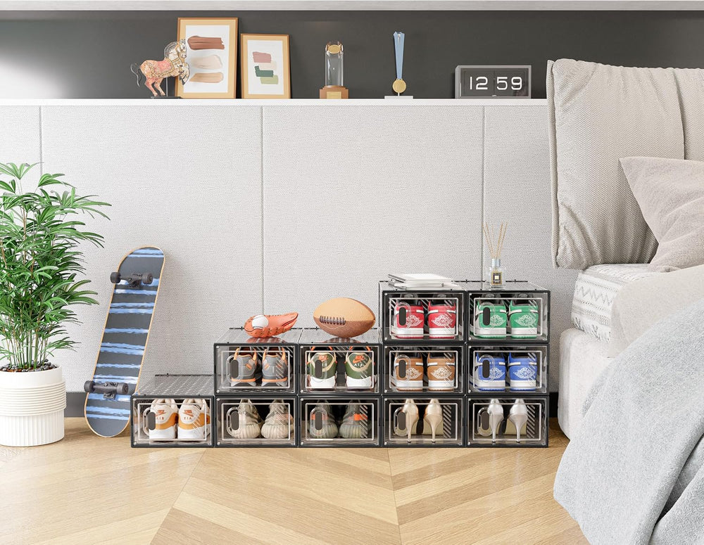 SIMPDIY Clear Shoe Storage Boxes, Stackable Shoe Organizer for Closet