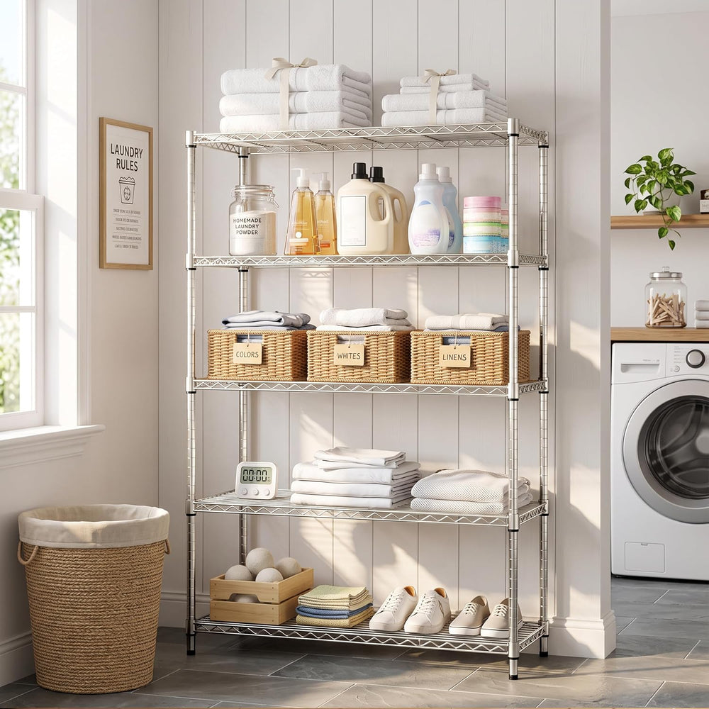 IZEUK 5-Tier Garage Shelving Unit, Heavy Duty Metal Wire Shelving