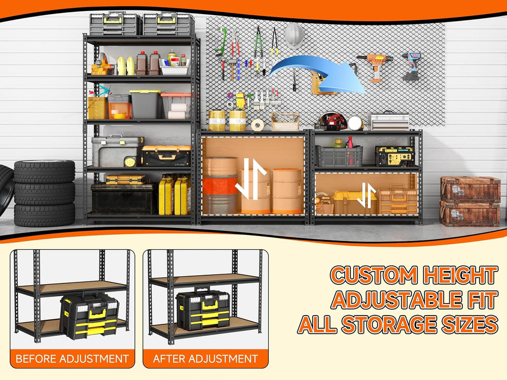 72''H Garage Shelving 3000lbs Garage Storage Shelves,Adjustable Heavy...
