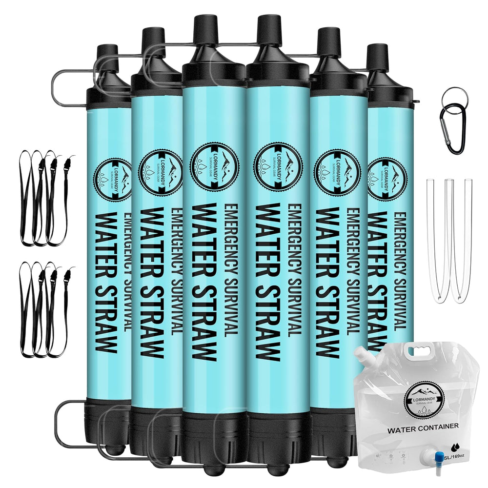 Water Filter Straw 6Packs,New Combo BPA-Free Portable 5L Water Bag