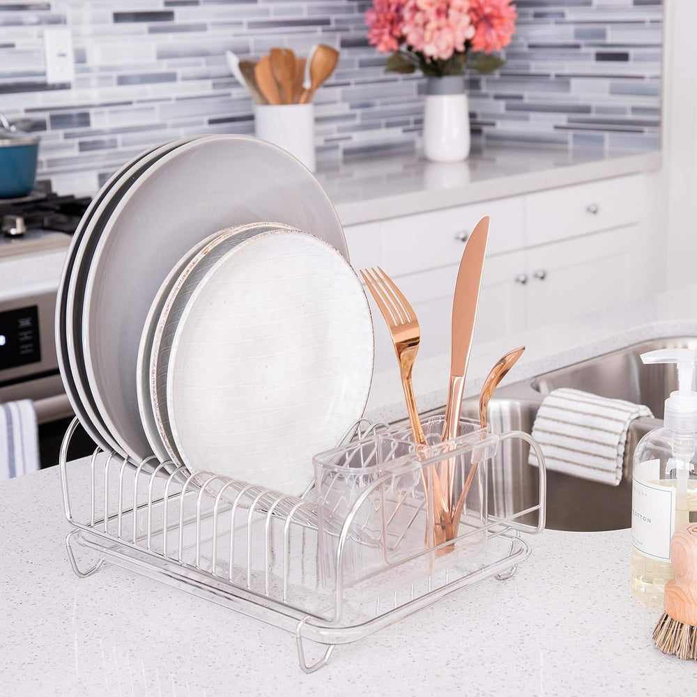 Better Houseware Stainless Steel Dish Drainer with Clear Plastic Tray and Cut...