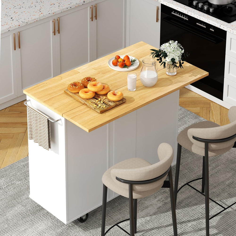 Shintenchi Kitchen Island w/Dropleaf Rolling Kitchen Table w/Seating
