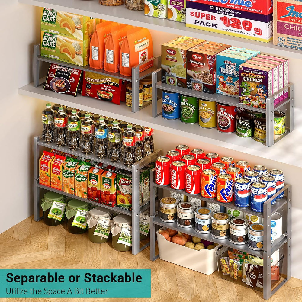 2 Pack Expandable Kitchen Cabinet Organizer Shelves