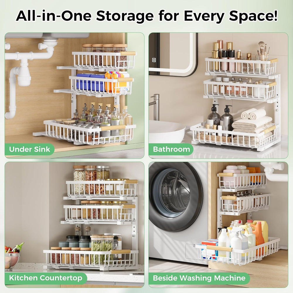 3 Tier Under Sink Organizer: Pull Out Cabinet Storage for Bathroom,2 Pack