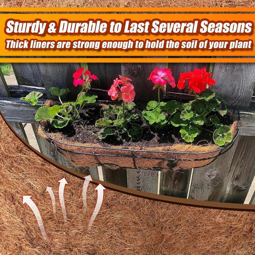 Sinimaka Coco Liners for Planters 48 Inch, 2 Pack Trough Window Box Liners, C...