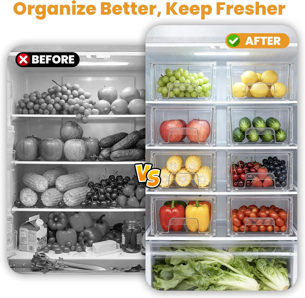 4 Pack Stackable Storage Drawers with Handles, Easy Assembly Clear Acrylic Fr...