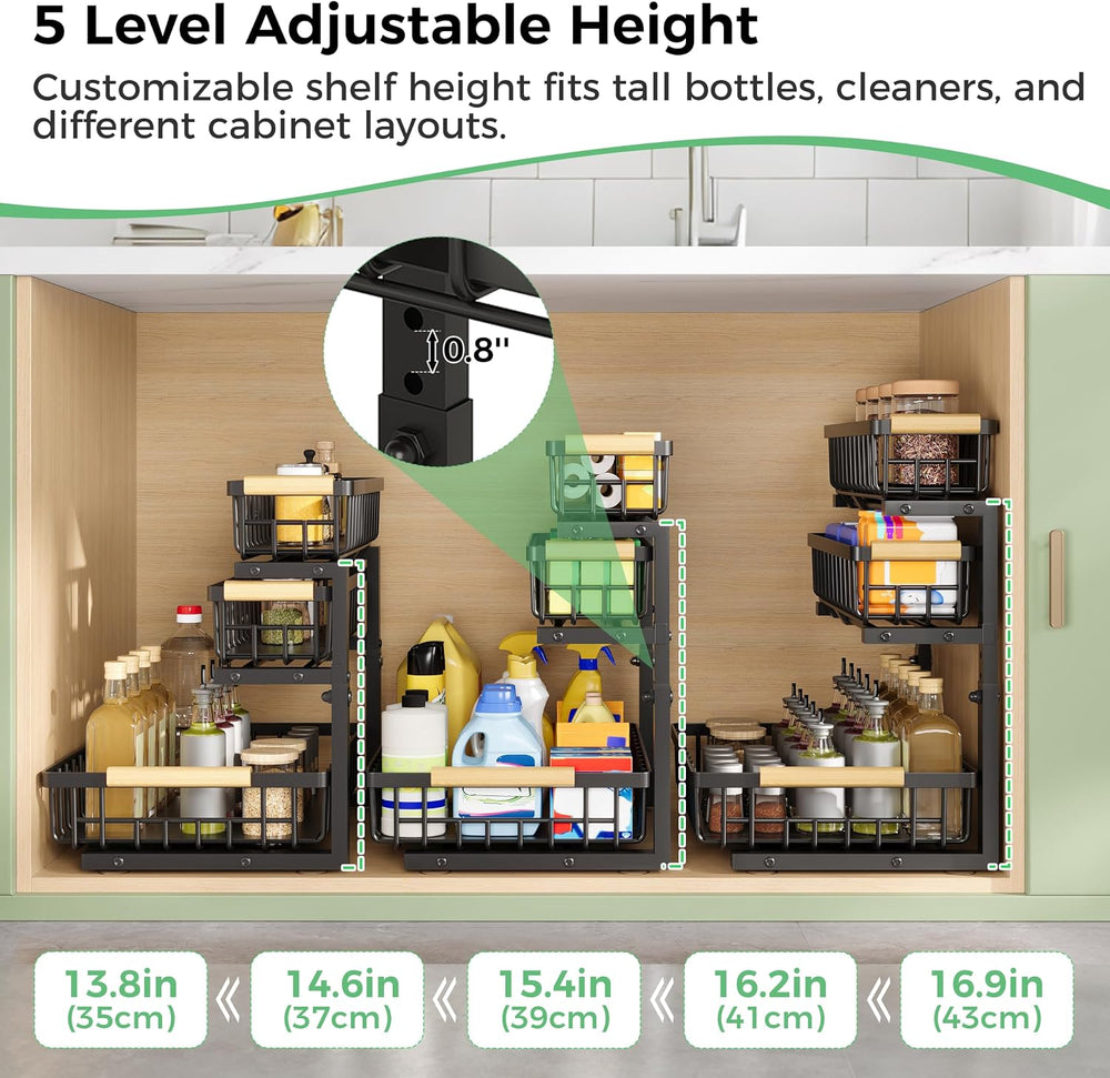 3 Tier Under Sink Organizer: Pull Out Cabinet Storage for Bathroom,2 Pack