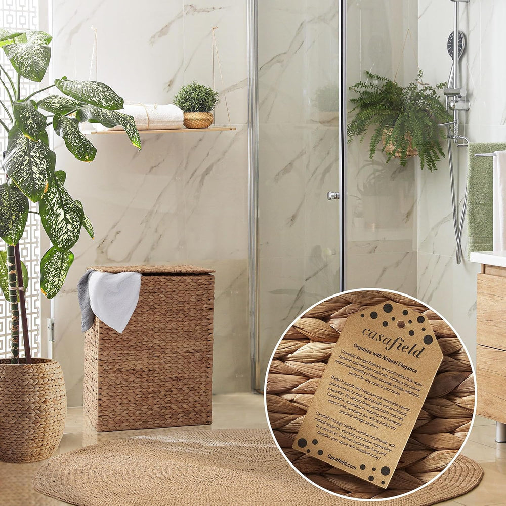 Casafield Large Laundry Hamper with Lid and Removable Liner Bag - Cinnamon, W...