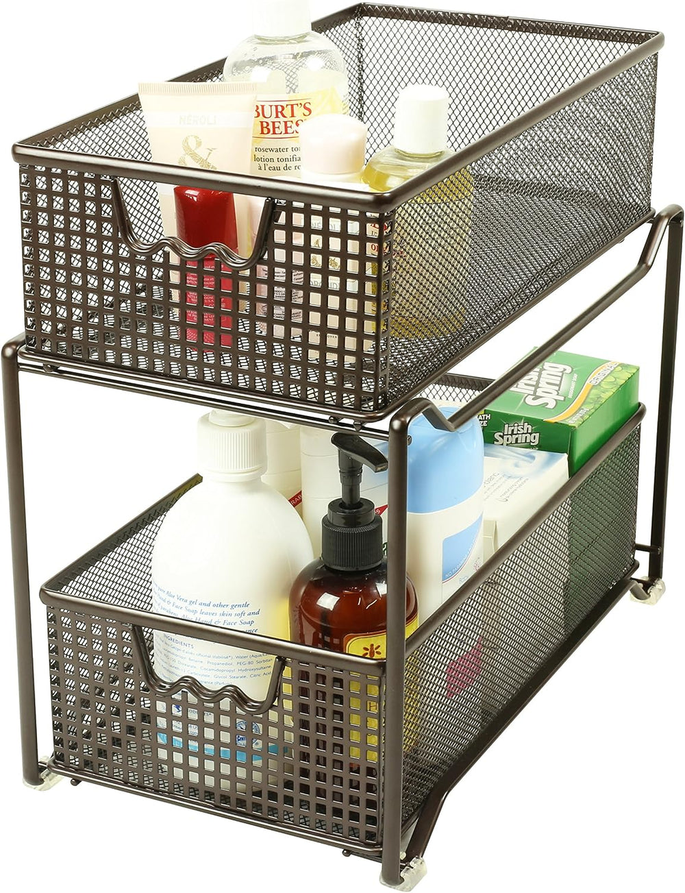 Deco Brothers 2 Tier Bathroom Storage Organizer with Pull-Out Drawer Bronze