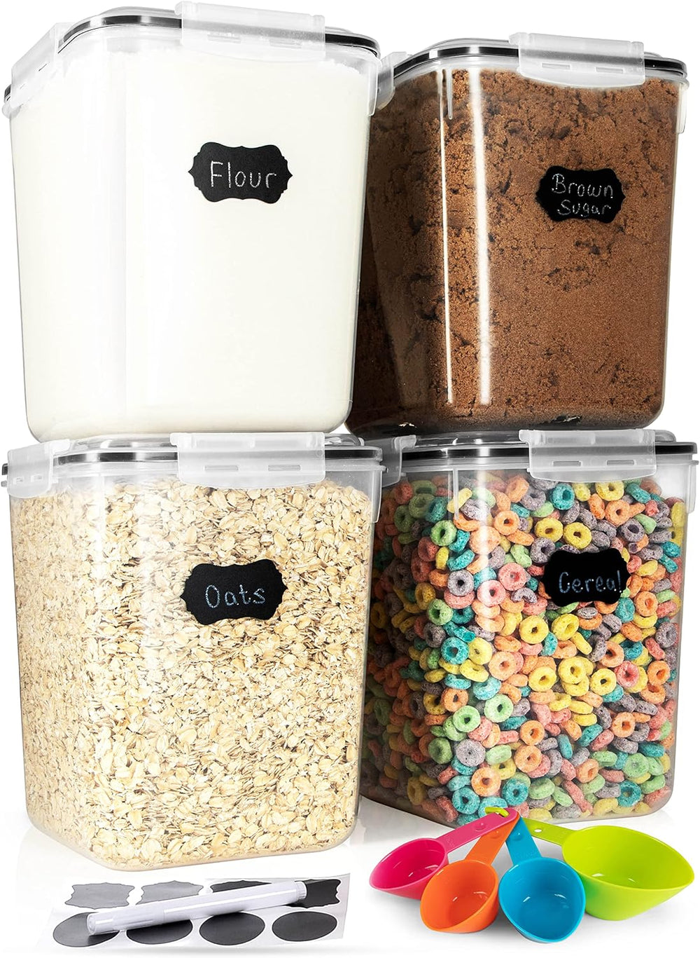 Storeganize Flour Sugar Storage Containers (5.3L/4pk) Great Rice Canisters Se...