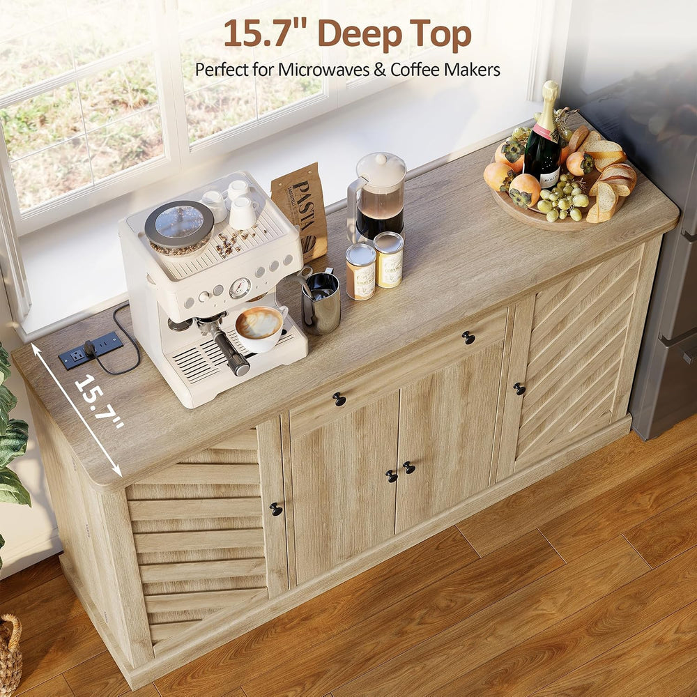 55"W Farmhouse Sideboard Buffet Cabinet with Storage,Kitchen Cabinet,Wood