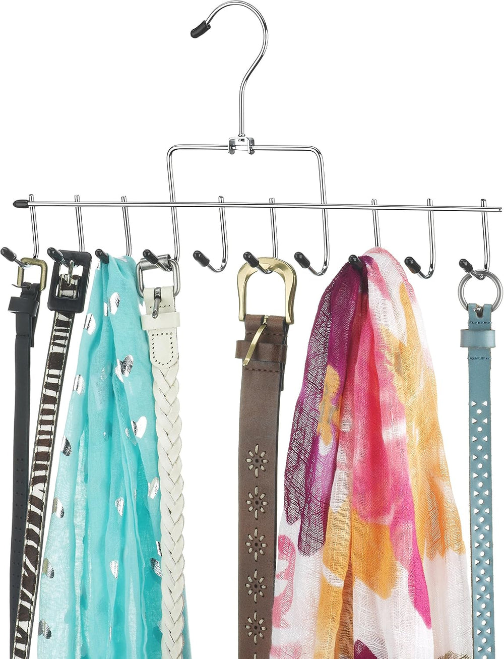 Whitmor Clothes Hanger, 10 Hook Accessory-Hanger, Chrome Metal Tie Hanger for...