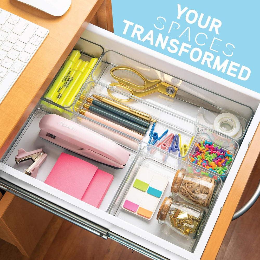 primebox Plastic Clear Acrylic Drawer Organizers. Bathroom, Kitchen, Bedroom,...