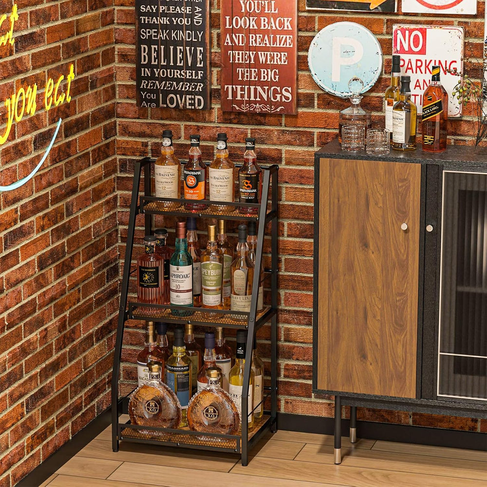 Hayexiha 3-Tier Liquor Stand for Home Bar, Stepped Freestanding Wine Rack