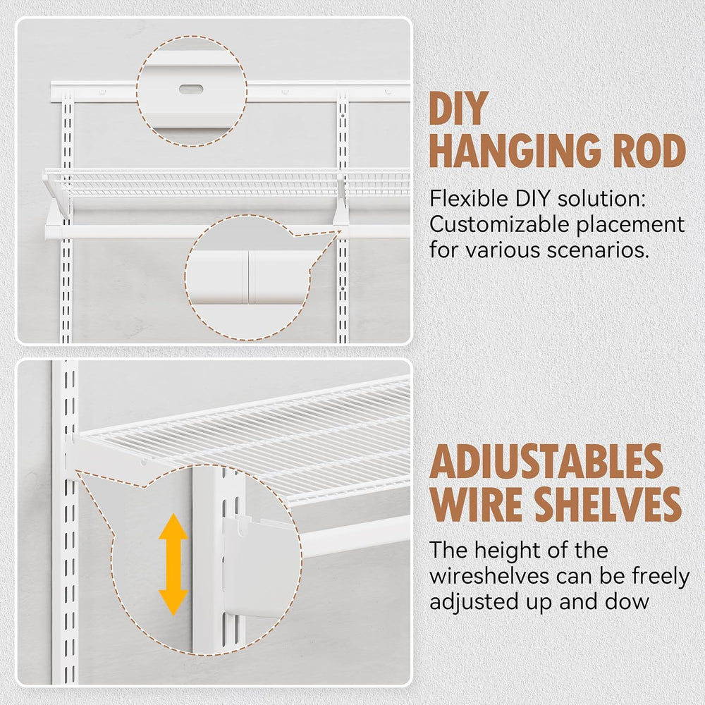 2Ft Wall Mounted Wire Closet System, White