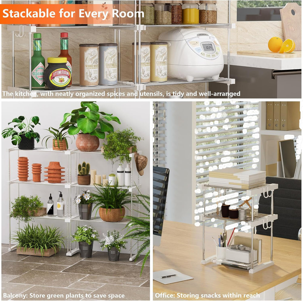 BLULEE Expandable Under Sink Organizer, No-Drill Adjustable Shelf