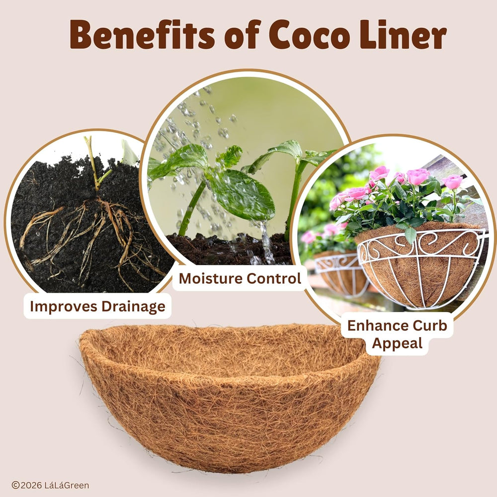 LaLaGreen 16" (4 Pack, Half Round) Coco Liners for Wall Planter Outdoor ...