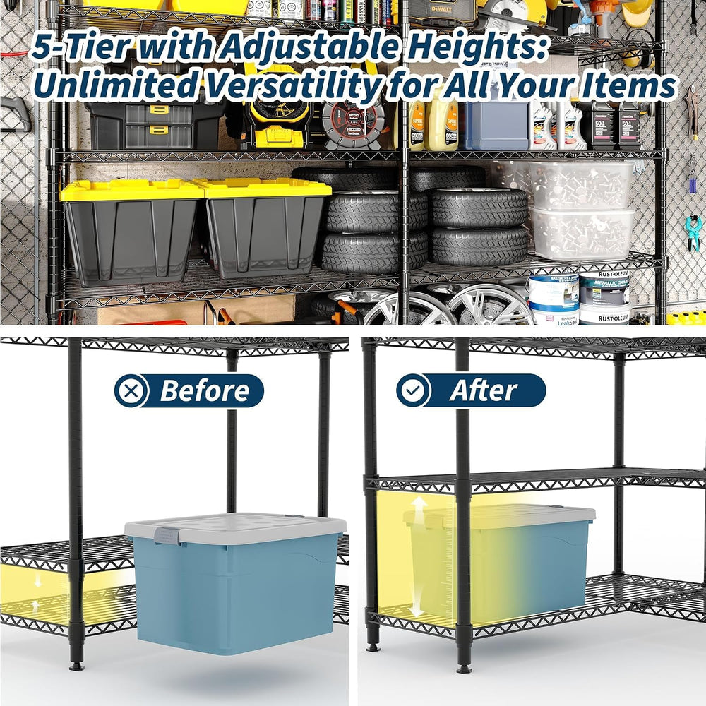 Garvee 71" Wide Storage Shelves Metal Shelving Units 5 Tier, 1325LBS