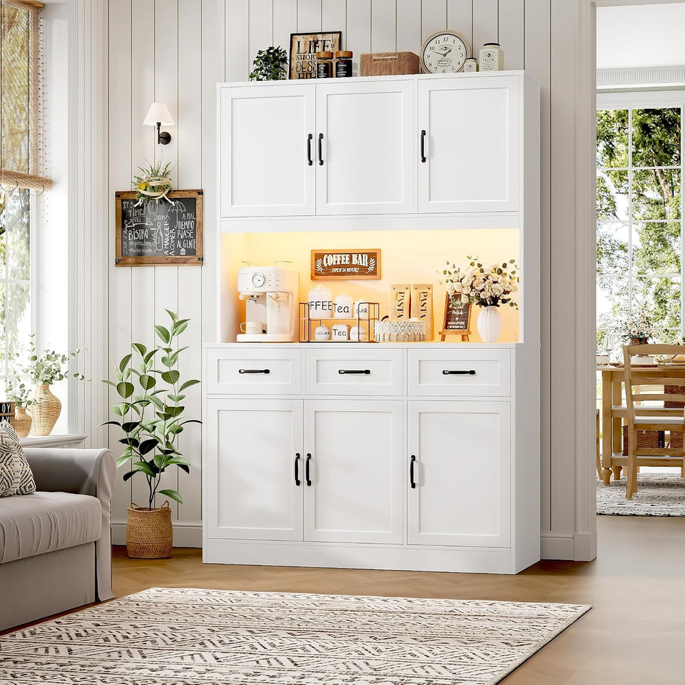 HOSTACK Kitchen Pantry Storage Cabinet, Tall Kitchen Hutch Cabinet, White