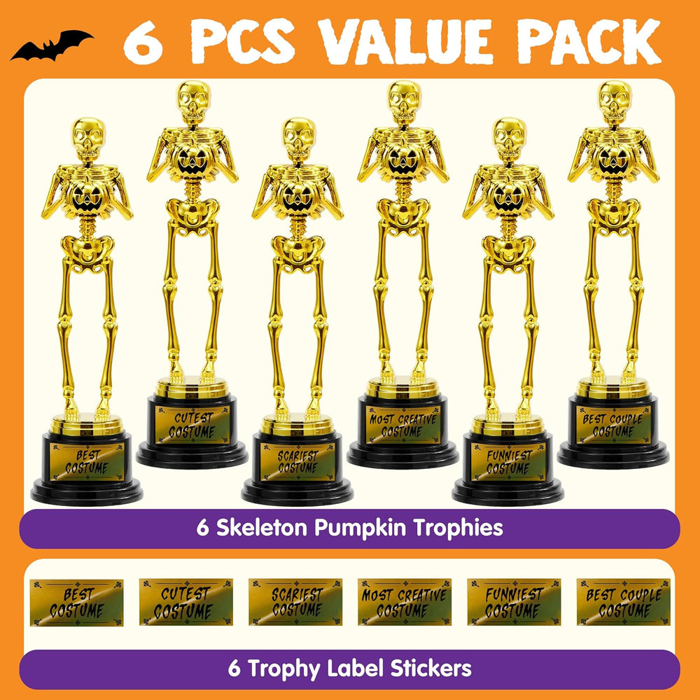 JOYIN 6 PCS Halloween Trophy Awards Best Costume Skeleton 10.6×3.2” for Hallo...